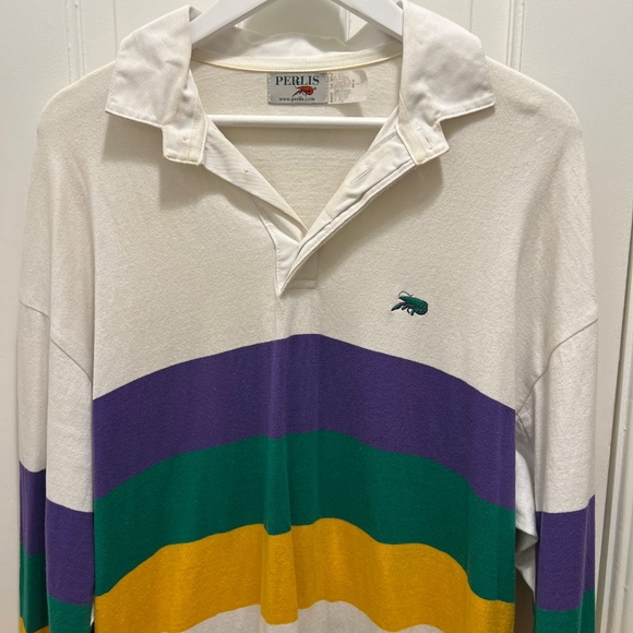 Perlis Crawfish Mardi Gras Chest Stripe Rugby - Picture 2 of 3